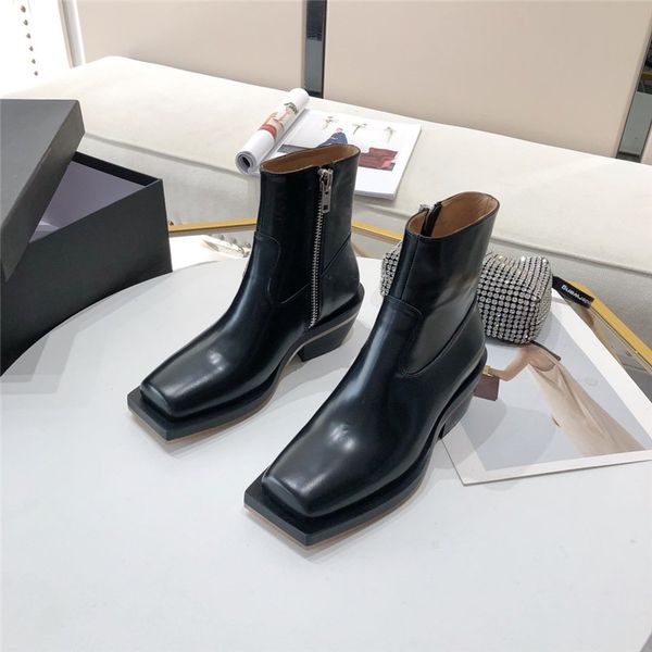 2020 classic designer ladies boots genuine leather solid color zipper square toe mid-calf boots fashion women, Black
2020 classic designer ladies boots genuine leather solid color zipper square toe mid-calf boots fashion women, Black