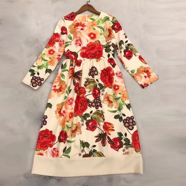 1108 2019 autumn brand same style dress crew necklong sleeve flora print jiani, White;black
1108 2019 autumn brand same style dress crew necklong sleeve flora print jiani, White;black