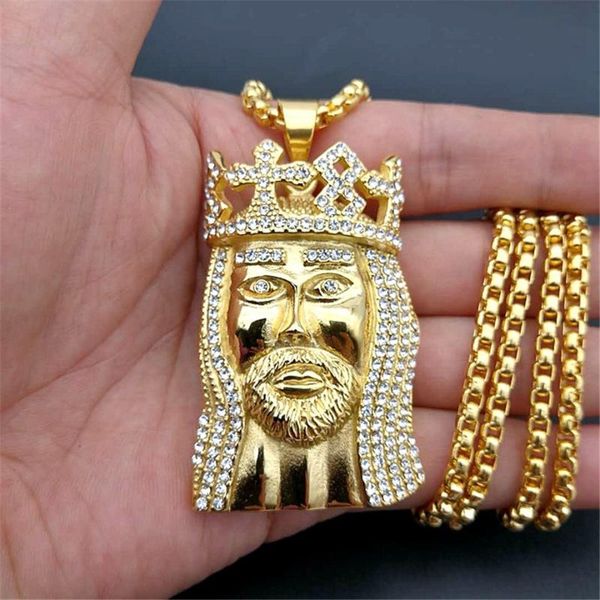 hip hop big jesus head pendants necklaces for men gold color stainless steel chain iced out rhinestone male european jewelry, Silver
hip hop big jesus head pendants necklaces for men gold color stainless steel chain iced out rhinestone male european jewelry, Silver