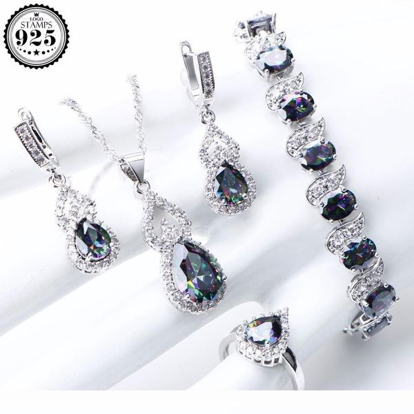 natural rainbow jewelry sets 925 sterling silver stones wedding earrings for women stones bracelet necklace rings set gifts box, Black
natural rainbow jewelry sets 925 sterling silver stones wedding earrings for women stones bracelet necklace rings set gifts box, Black