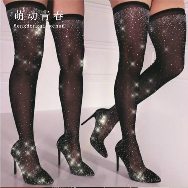 boots pointed toe thin heels women crystal rhinestones high heeled slim thigh over the knee party boats pumps, Black
boots pointed toe thin heels women crystal rhinestones high heeled slim thigh over the knee party boats pumps, Black