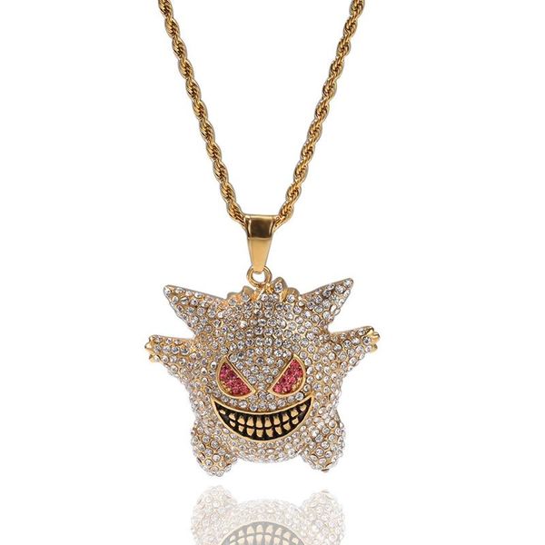 Mens Hip Hop Cartoon Pendant Necklace Iced Out Gengar Pendant Necklace Fashion Necklace Jewelry With 24inch Gold Chain
Mens Hip Hop Cartoon Pendant Necklace Iced Out Gengar Pendant Necklace Fashion Necklace Jewelry With 24inch Gold Chain