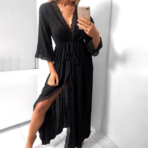 casual dresses lace cardigan dress women loose v-neck chiffon belt tassel cropped sleeve floral solid color female 2021 spring, Black;gray
casual dresses lace cardigan dress women loose v-neck chiffon belt tassel cropped sleeve floral solid color female 2021 spring, Black;gray