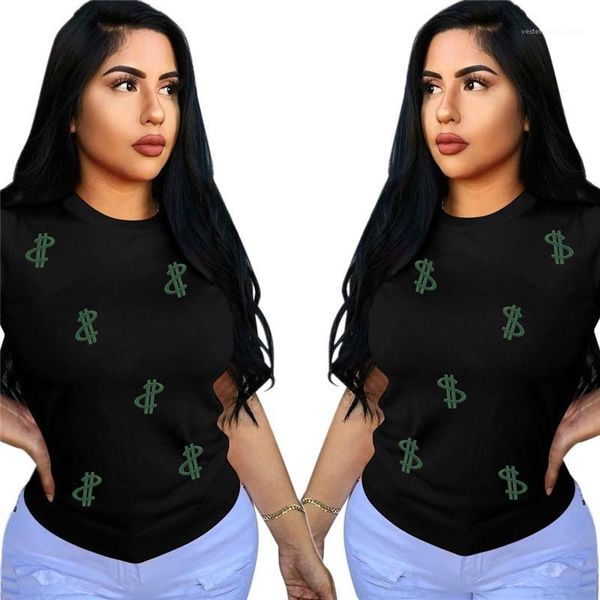 embroidery tshirts crew neck short sleeve fashion casual women clothing women summer designer tshirt dollars pattern, White
embroidery tshirts crew neck short sleeve fashion casual women clothing women summer designer tshirt dollars pattern, White
