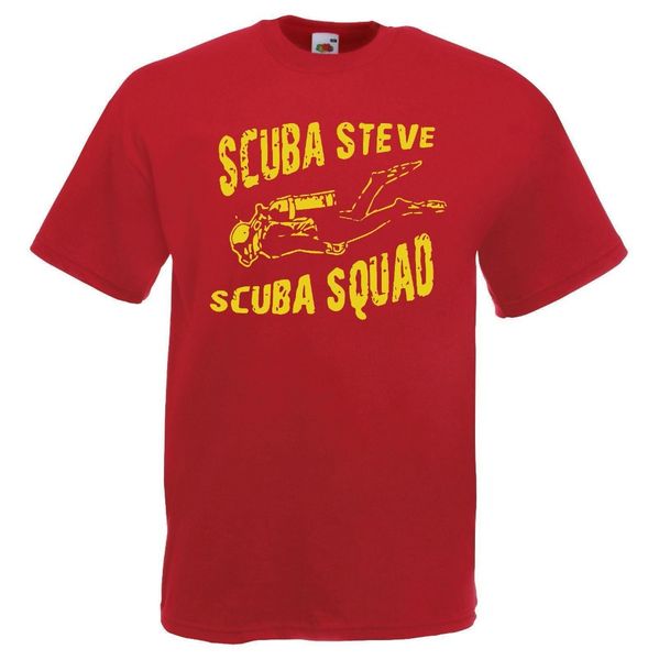 2019 summer tee shirt mens red scuba steve scuba squad t-shirt padi dive diver t shirt o-neck t shirt