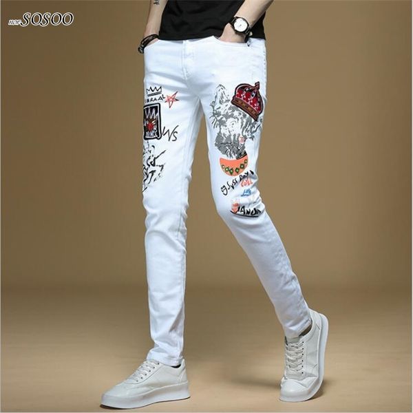 men's jeans men hand-painted letter printing 100% cotton white denim skinny korean style fashion #1311, Blue
men's jeans men hand-painted letter printing 100% cotton white denim skinny korean style fashion #1311, Blue