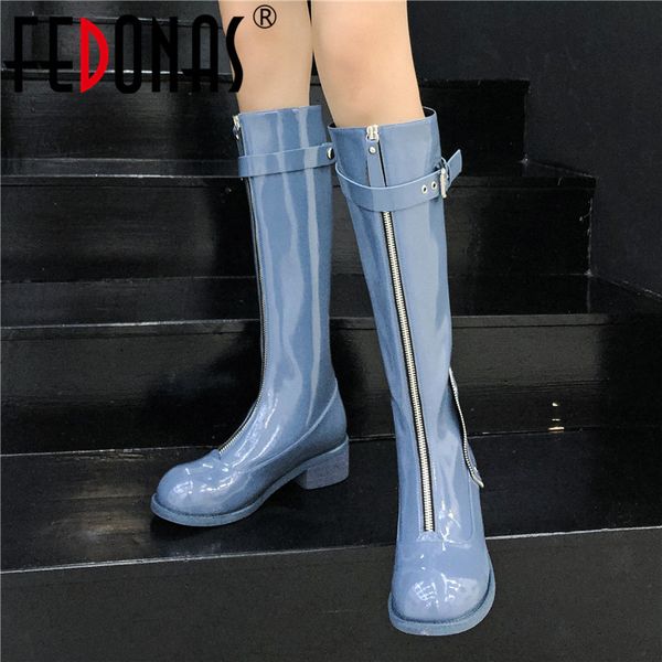 boots fedonas est zipper women cow patent leather knee high punk party shoes woman buckle heels long big size, Black
boots fedonas est zipper women cow patent leather knee high punk party shoes woman buckle heels long big size, Black