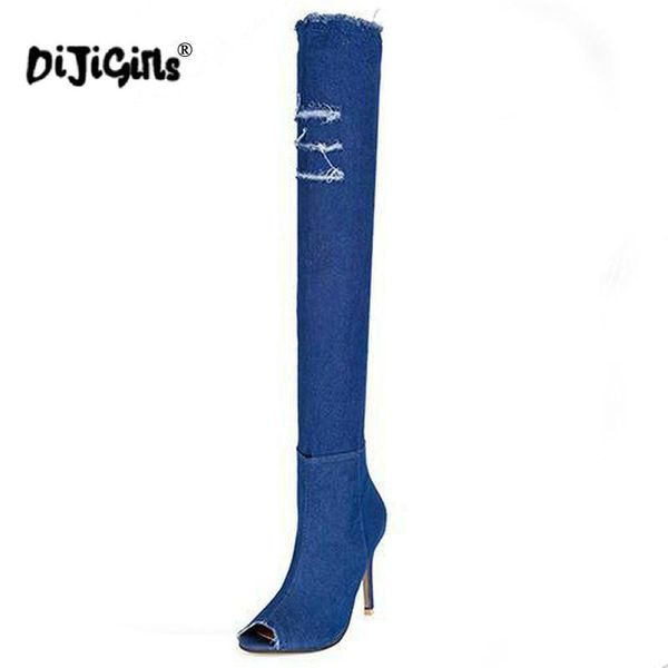 dijigirls горячие женщины boots лето осень пальца ноги щели над качеством колена сапоги высокие эластичные джинсы мода на высоких каблуках, Black 
dijigirls горячие женщины boots лето осень пальца ноги щели над качеством колена сапоги высокие эластичные джинсы мода на высоких каблуках, Black