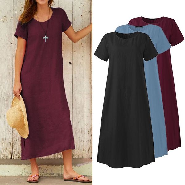 party dresses zanzea 2021 stylish solid midi dress women's summer sundress casual short sleeve vestidos female o neck robe plus size s-, White;black
party dresses zanzea 2021 stylish solid midi dress women's summer sundress casual short sleeve vestidos female o neck robe plus size s-, White;black