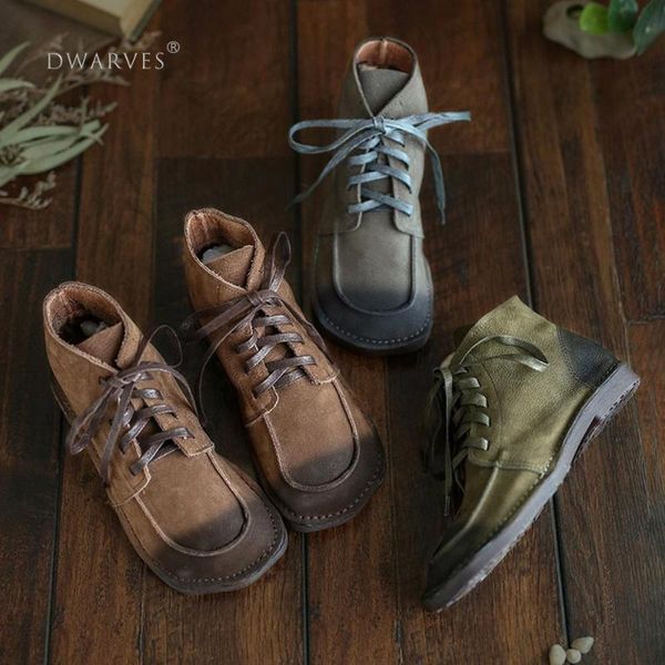 women handmade genuine leather flat ankle boots soft round toe lace up brush-off short boots, Black
women handmade genuine leather flat ankle boots soft round toe lace up brush-off short boots, Black