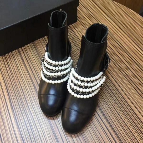 shoes woman genuine cow leather round toe lowland boots pearls ankle boots designer casual zapatos de mujer booties, Black
shoes woman genuine cow leather round toe lowland boots pearls ankle boots designer casual zapatos de mujer booties, Black