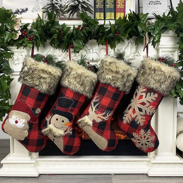 christmas stockings 18" burlap plaid style snowflake santa snowman reindeer plush faux fur cuff xmas decor dhe1252
christmas stockings 18" burlap plaid style snowflake santa snowman reindeer plush faux fur cuff xmas decor dhe1252