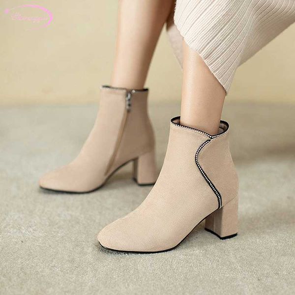casual style comfortable round toe flock ankle boots fashion zipper black beige high-heeled chunky riding boots women shoes
casual style comfortable round toe flock ankle boots fashion zipper black beige high-heeled chunky riding boots women shoes
