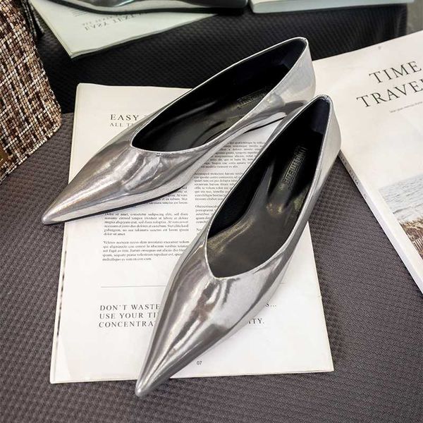 new halozeroo silver women's flats shoes patent leather pointed toe size 34-41 comfort a10, Black
new halozeroo silver women's flats shoes patent leather pointed toe size 34-41 comfort a10, Black