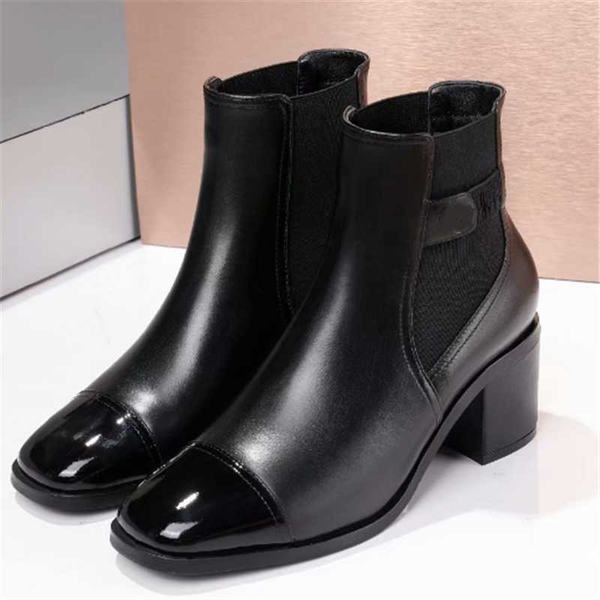 patent leather boots square short heel shoes round toe warm shoes heightened mid-tube boots new fashion casual women's, Black
patent leather boots square short heel shoes round toe warm shoes heightened mid-tube boots new fashion casual women's, Black