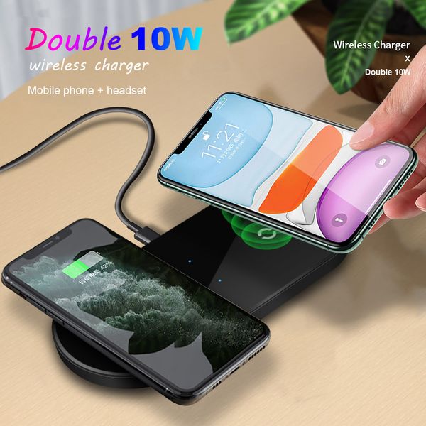 2 in 1 double 10w wireless charger pad for iphone x xr xs 11 pro max airpods samsung s20 s10 buds qi induction fast charging
2 in 1 double 10w wireless charger pad for iphone x xr xs 11 pro max airpods samsung s20 s10 buds qi induction fast charging