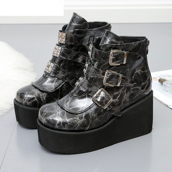 2020 new fashion winter metal buckle ankel boots women punk female platform boots wedges high heels pu women boots, Black
2020 new fashion winter metal buckle ankel boots women punk female platform boots wedges high heels pu women boots, Black