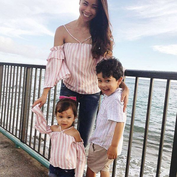 mother daughter family matching t shirt summer mom girl kid family look sling striped mommy and me matching clothes, Blue
mother daughter family matching t shirt summer mom girl kid family look sling striped mommy and me matching clothes, Blue