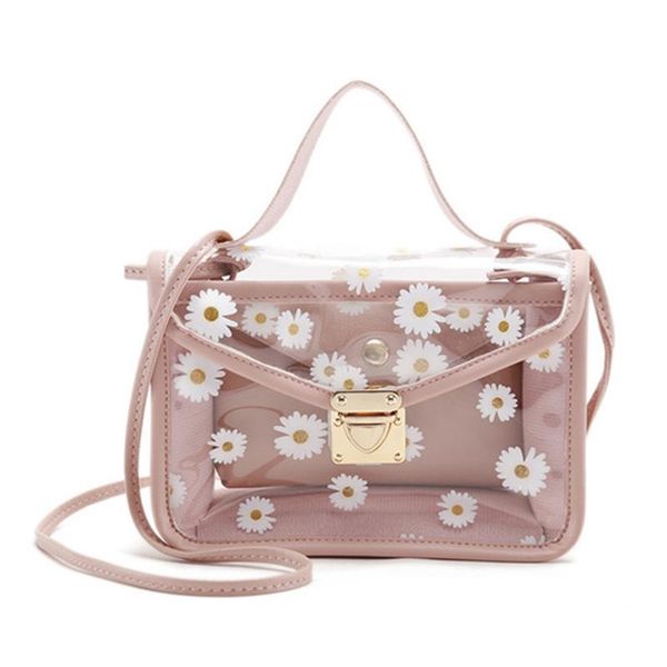 creative transparent daisy pattern shoulder bag hardware casual lock cover chain strap color block messenger composite handbag
creative transparent daisy pattern shoulder bag hardware casual lock cover chain strap color block messenger composite handbag