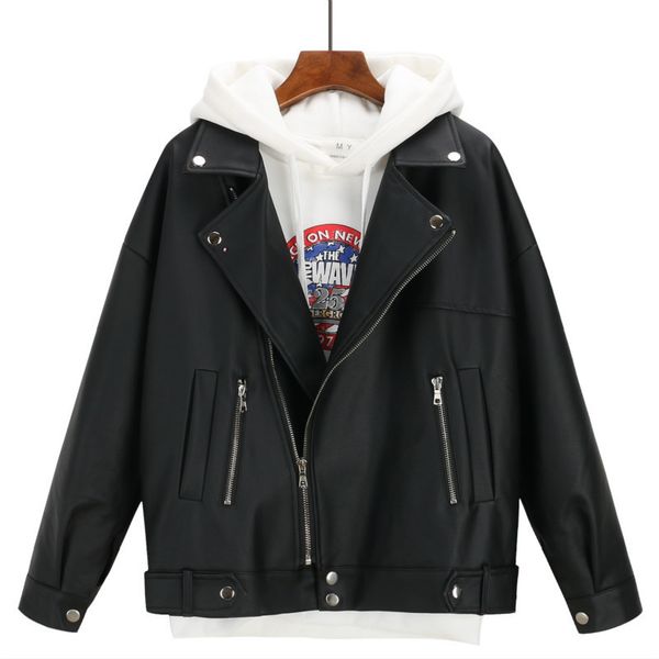 women's leather & faux autumn soft loose pu jacket women black biker motorcycle coat short streetwear female punk boyfriend style
women's leather & faux autumn soft loose pu jacket women black biker motorcycle coat short streetwear female punk boyfriend style