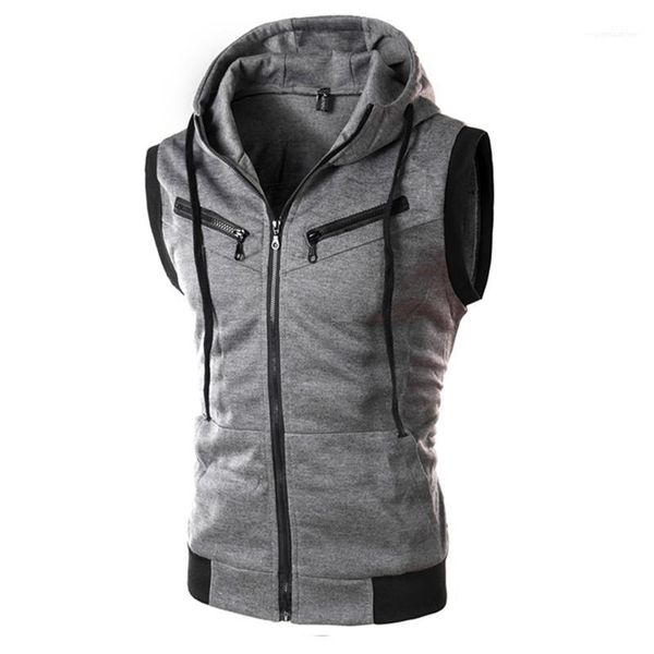 panelled sport male hoodies active zipper casual slim homme summer mens solid vests hooded sleeveless, Black;white
panelled sport male hoodies active zipper casual slim homme summer mens solid vests hooded sleeveless, Black;white