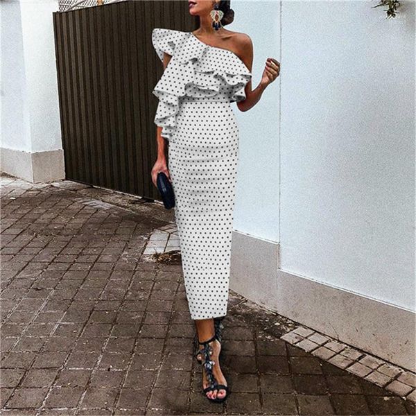 dot printed ruffle elegant slim sleeveless pencil dresses fashion women dresses one shoulder women prom dresses polka, White;black
dot printed ruffle elegant slim sleeveless pencil dresses fashion women dresses one shoulder women prom dresses polka, White;black