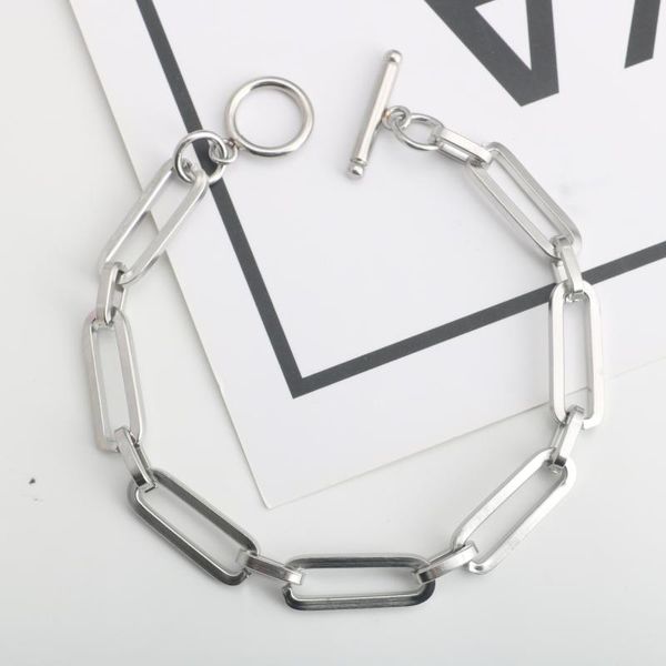 link, chain fashion stainless steel ot buckle word titanium square line hip hop men and women bracelet, Black
link, chain fashion stainless steel ot buckle word titanium square line hip hop men and women bracelet, Black
