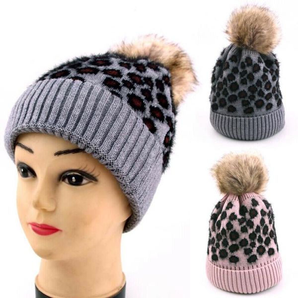 women leopard dots knit winter beanie hat faux fur pom pom lining fleece warm bobble hat beanie for girls, Blue;gray
women leopard dots knit winter beanie hat faux fur pom pom lining fleece warm bobble hat beanie for girls, Blue;gray