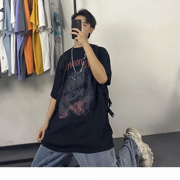 state department dark tide t-shirt male influx of european and american style hip-hop trend ins loose tide brand wild boys clothes, White;black
state department dark tide t-shirt male influx of european and american style hip-hop trend ins loose tide brand wild boys clothes, White;black
