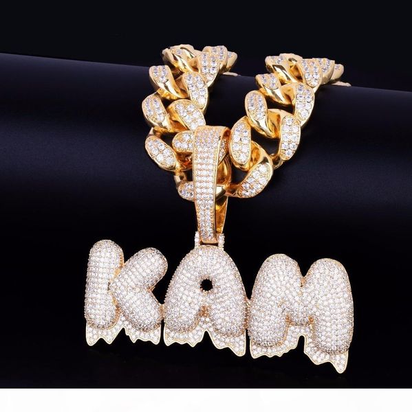 with 20mm 18inch cuban chain custom name drip bubble letters chain pendants necklaces men's zircon accessories for gift, Silver
with 20mm 18inch cuban chain custom name drip bubble letters chain pendants necklaces men's zircon accessories for gift, Silver