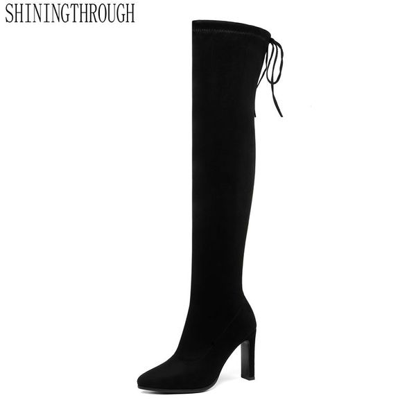 boots 2021 flock women over the knee lace up high heels autumn woman shoes winter size 34-43, Black
boots 2021 flock women over the knee lace up high heels autumn woman shoes winter size 34-43, Black