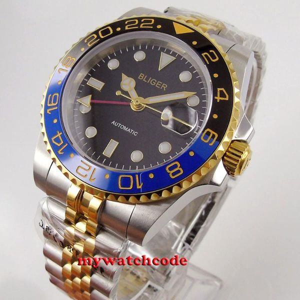 40mm bliger sapphire glass self winding men gmt automatic movement gold ceramic coating bezel dress/casual men watch, Slivery;brown
40mm bliger sapphire glass self winding men gmt automatic movement gold ceramic coating bezel dress/casual men watch, Slivery;brown
