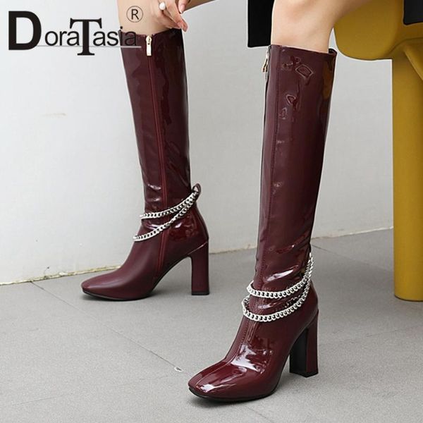 boots doratasia fashion female knee high 2021 elegant office women square toe heels chain zip shoes woman, Black
boots doratasia fashion female knee high 2021 elegant office women square toe heels chain zip shoes woman, Black