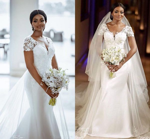 arabic aso ebi mermaid wedding dresses with detachable train 2021 lace stain v-neck princess bride white dress vestidos playa
arabic aso ebi mermaid wedding dresses with detachable train 2021 lace stain v-neck princess bride white dress vestidos playa