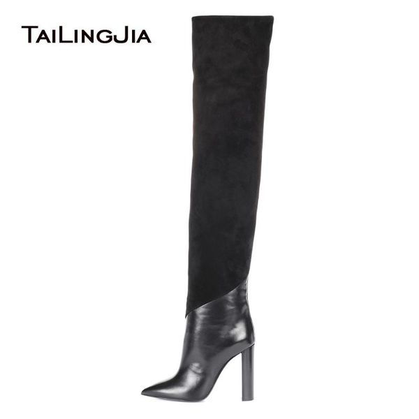 women chunky high heel pointed toe black over the knee high boots slip on pointy long boots ladies winter stylish heels shoes
women chunky high heel pointed toe black over the knee high boots slip on pointy long boots ladies winter stylish heels shoes