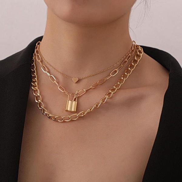 layered punk lock heart pedant necklace gothic steampunk padlock chain choker necklace for women hip hop neck collar jewelry, Silver
layered punk lock heart pedant necklace gothic steampunk padlock chain choker necklace for women hip hop neck collar jewelry, Silver