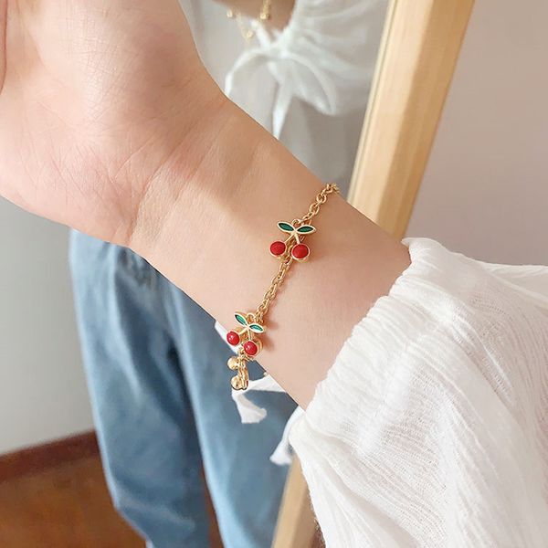 korean beads chains bracelet lovely pendant red cherry fruit charms bracelets& bangles for women cute summer, Black
korean beads chains bracelet lovely pendant red cherry fruit charms bracelets& bangles for women cute summer, Black
