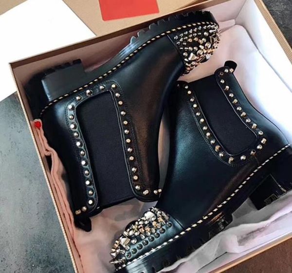 designer ankle martin boots ladies rivet red sole shoes square heel thick sole motorcycle motorcycle leather boots handsome and sexy, Black
designer ankle martin boots ladies rivet red sole shoes square heel thick sole motorcycle motorcycle leather boots handsome and sexy, Black