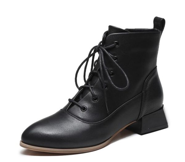 autumn ladies lace-up thick-heeled martin boots with british style short tube all-match, Black
autumn ladies lace-up thick-heeled martin boots with british style short tube all-match, Black