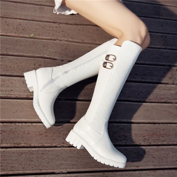 fashion zipper knee high boots women soft pu leather thick med heels long boots autumn winter buckle woman shoes size34-43maziao, Black
fashion zipper knee high boots women soft pu leather thick med heels long boots autumn winter buckle woman shoes size34-43maziao, Black