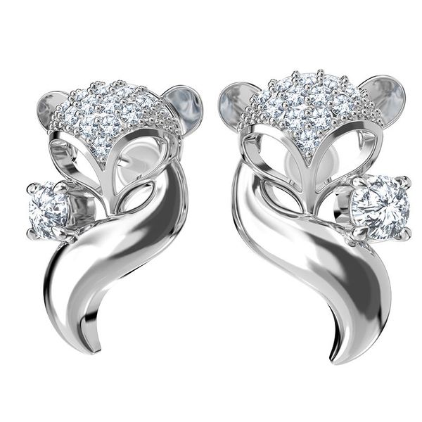 sterling silver stud earrings of fox design with cubic zirconia stones for ladies, White
sterling silver stud earrings of fox design with cubic zirconia stones for ladies, White