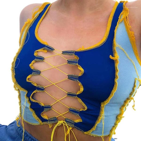 new women summer tees hollow out women tanks fashion contrast color lace up slim tank, White
new women summer tees hollow out women tanks fashion contrast color lace up slim tank, White
