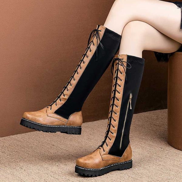 low heel warm bump color splice knee high boot lady, Black
low heel warm bump color splice knee high boot lady, Black