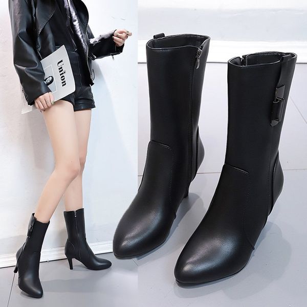 boots dm581 autumn winter women 2021 pointed stiletto mid-calf side zipper fashion leather bota feminina, Black
boots dm581 autumn winter women 2021 pointed stiletto mid-calf side zipper fashion leather bota feminina, Black