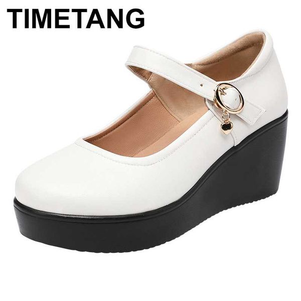 timetang2020 spring leather shoes women platform wedge shoe high heels round toe soft sole white women pumps big size 33-43, Black
timetang2020 spring leather shoes women platform wedge shoe high heels round toe soft sole white women pumps big size 33-43, Black