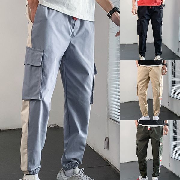 men's pants men autumn trousers solid color multi pokets loose harem all-match sweatpants drawstring overalls fitness track, Black
men's pants men autumn trousers solid color multi pokets loose harem all-match sweatpants drawstring overalls fitness track, Black