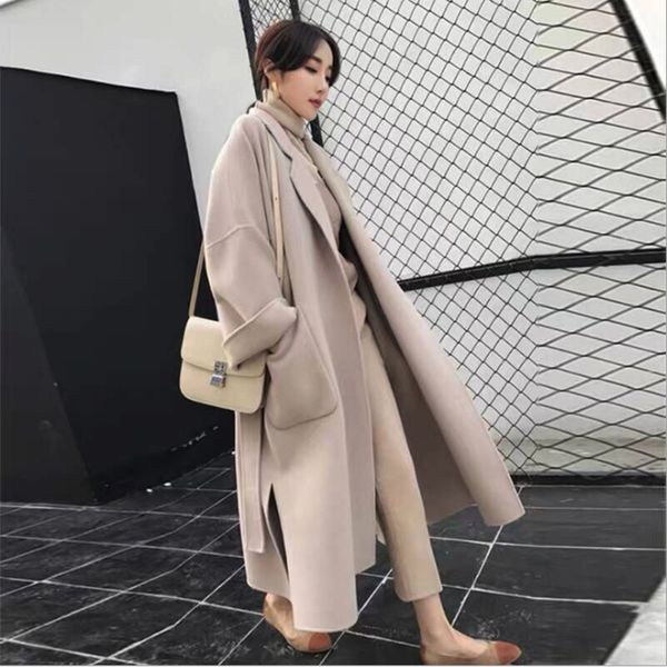 women's wool & blends autumn and winter woolen coat 2021 casual long warm thick women belt light beige temperament, Black
women's wool & blends autumn and winter woolen coat 2021 casual long warm thick women belt light beige temperament, Black