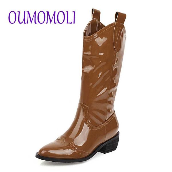 boots western black patent leather mid-calf for women pointed toe winter square heel botas mujer v181
boots western black patent leather mid-calf for women pointed toe winter square heel botas mujer v181