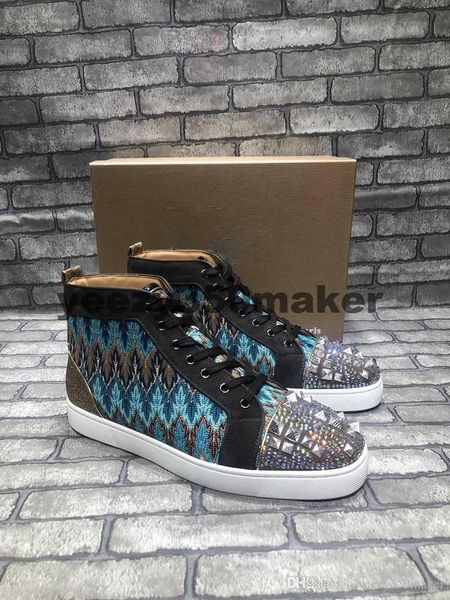 new designer sneakers red bottom shoe high cut studded diamond luxury shoes for men and women shoes party wedding crystal leather sneakers, Black
new designer sneakers red bottom shoe high cut studded diamond luxury shoes for men and women shoes party wedding crystal leather sneakers, Black
