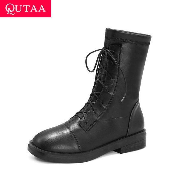 qutaa 2021 square low heel mid calf boots casual round toe lace up ladies pumps stretch pu leather comfort women shoes size34-40, Black
qutaa 2021 square low heel mid calf boots casual round toe lace up ladies pumps stretch pu leather comfort women shoes size34-40, Black